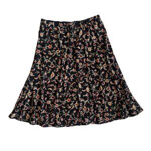 john paul richards black and red floral flowy skirt size medium petite